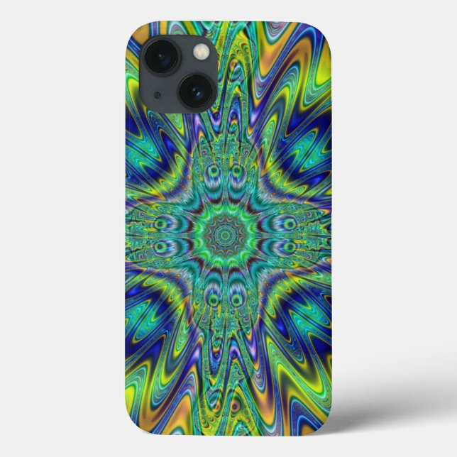 Coques Case-Mate iPhone Peacock Feather Neon Fractal Funky Designer Art (Verso)