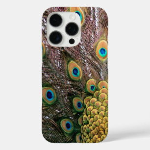 Coques iPhone 16 Pro Peacock Feathers Emerald Green et Gold