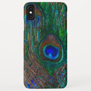 Coque Pour iPhone XS Max Peacock Feathers Etching Style