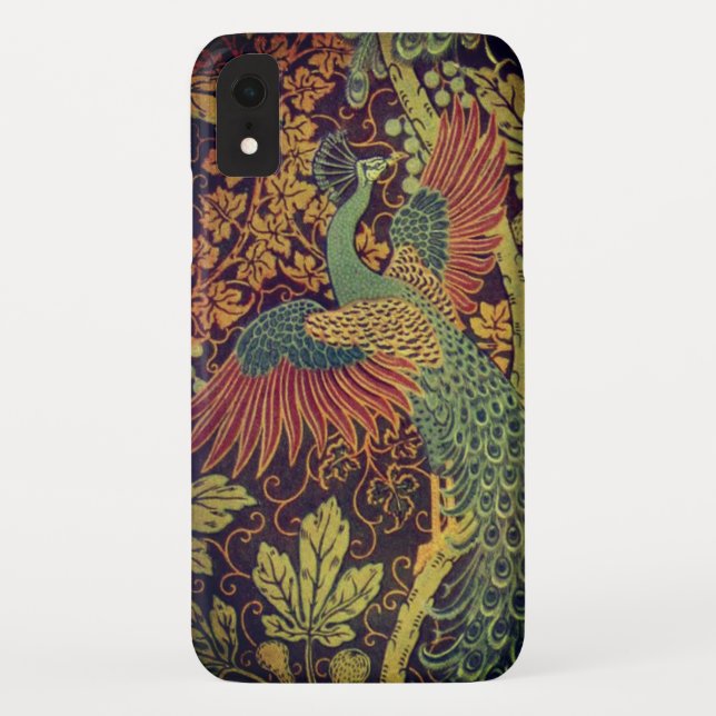 Coques Case-Mate iPhone Peacock feuille de chêne victorienne jacquard brun (Dos)