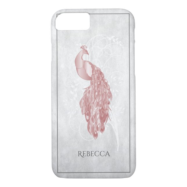 Coques Case-Mate iPhone Peacock rose élégant Personnalisé (Dos)