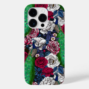 Coque Pour iPhone 14 Pro Peacocks dans le jardin rose