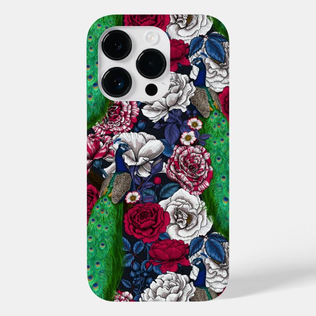 Coques Case-Mate iPhone Peacocks dans le jardin rose (Verso)
