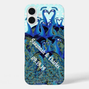 Coques iPhone 16 Plus Peacocks vintages Embrasser les cadeaux de mariage