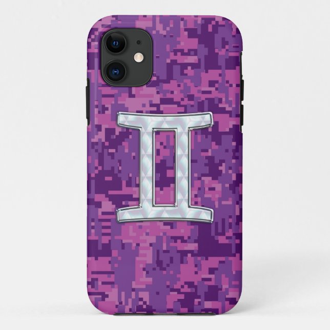 Coques Case-Mate iPhone Pearl Like Gemini Zodiac Sign on Digital Camo (Dos)