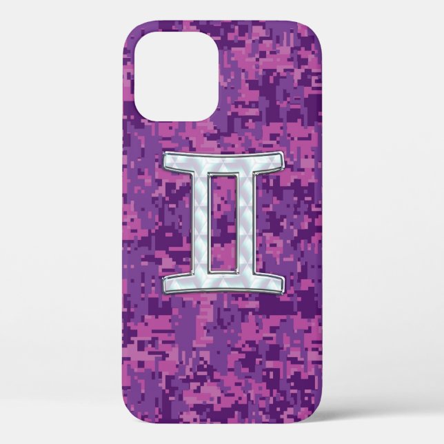 Coques Case-Mate iPhone Pearl Like Gemini Zodiac Sign on Digital Camo (Verso)