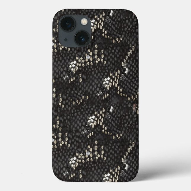 Coques Case-Mate iPhone Peau de serpent de diamant noir (Verso)