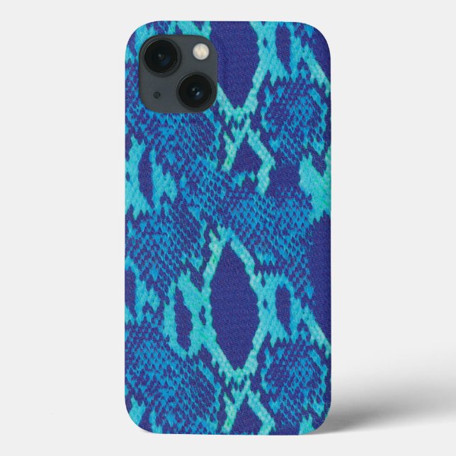 Coques Case-Mate iPhone Peau de serpent en bleu (Verso)