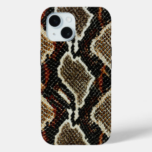 Coque Pour iPhone 15 peau de serpent poster de animal noir brun