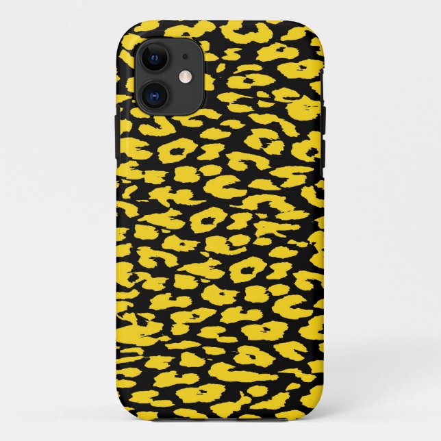 Coques Case-Mate iPhone Peau Empreinte de léopard Jaune et Noire (Dos)