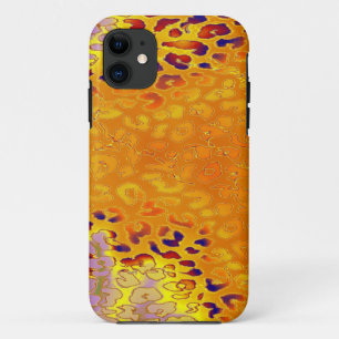 Coque iPhone 11 Peau Empreinte de léopard rétro (Jaune, Orange, Gr