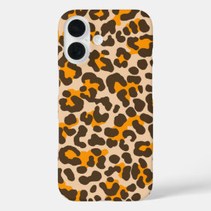 Coque Pour iPhone 16 Peau léopard Imprimer Motif Moutarde Jaune Brown
