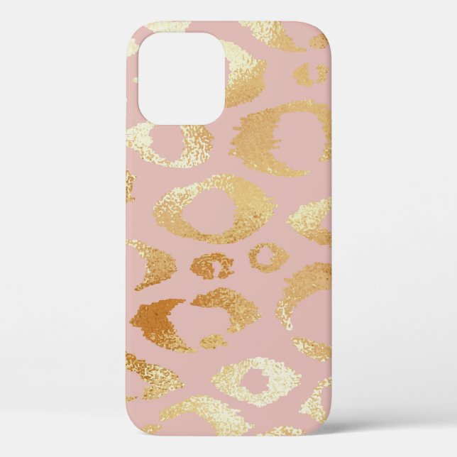Coques Case-Mate iPhone Peau léopard, texture or rose (Verso)