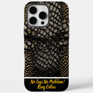 Coques iPhone 16 Pro Max Peau noire et or élégante d'un serpent venimeux