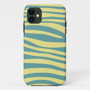 Coques Pour iPhone Peau Poster de animal vintage de Zèbre (Jaune, Ble