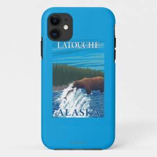 Coque iPhone 11 Pêche d'ours en rivière - Latouche, Alaska