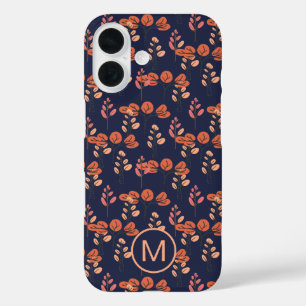 Coque Pour iPhone 16 Pêche et marine Modèle floral moderne Monogramme