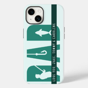 Coque Pour iPhone 14 Pêche Papa Noms Personnalisés Enfants Message Fête