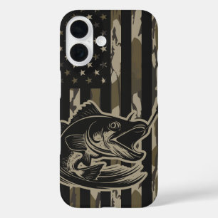 Coque Pour iPhone 16 Pêcheur de basse Camo Drapeau Bottomland Camo