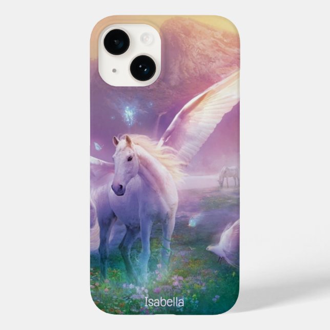 Coques Case-Mate iPhone Pegasus En Fleur sauvage Personnaliser Le Nom (Verso)