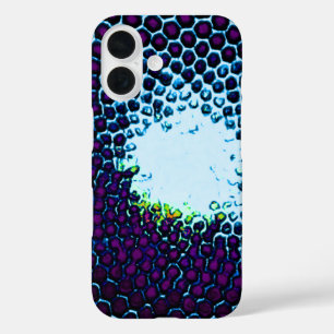 Coque Pour iPhone 16 Peigne de miel Abstrait bleu et violet
