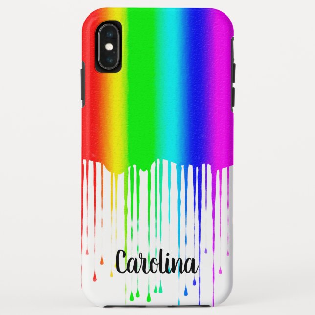 Coques Case-Mate iPhone Peinture à goutte arc-en-ciel, personnalisée avec  (Dos)