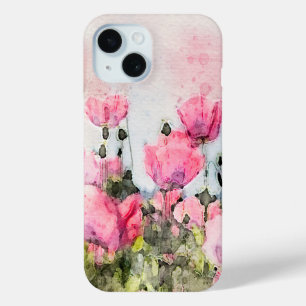 Coque Pour iPhone 15 Peinture à l'aquarelle florale rose