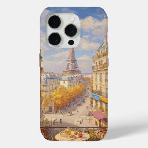 Coque iPhone 15 Pro Peinture à l'huile d'un balcon romantique parisien