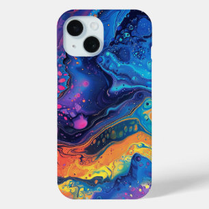 Coque Pour iPhone 15 Peinture arc-en-ciel pour liquide Abstrait mignonn