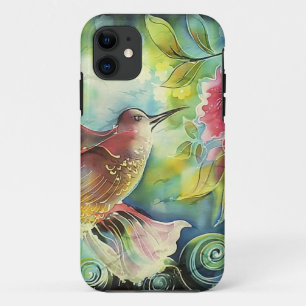 Etui iPhone Case-Mate Peinture colorée de colibri en soie
