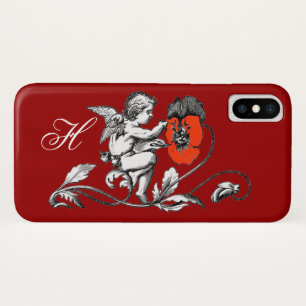 Coques Pour iPhone PEINTURE D'ANGE UNE FLEUVE ROUGE, MONOGRAM, Rouge