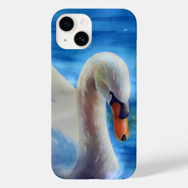 Coques Case-Mate iPhone Peinture d'aquarelle de cygne blanc, sauvagine, Ca (Verso)