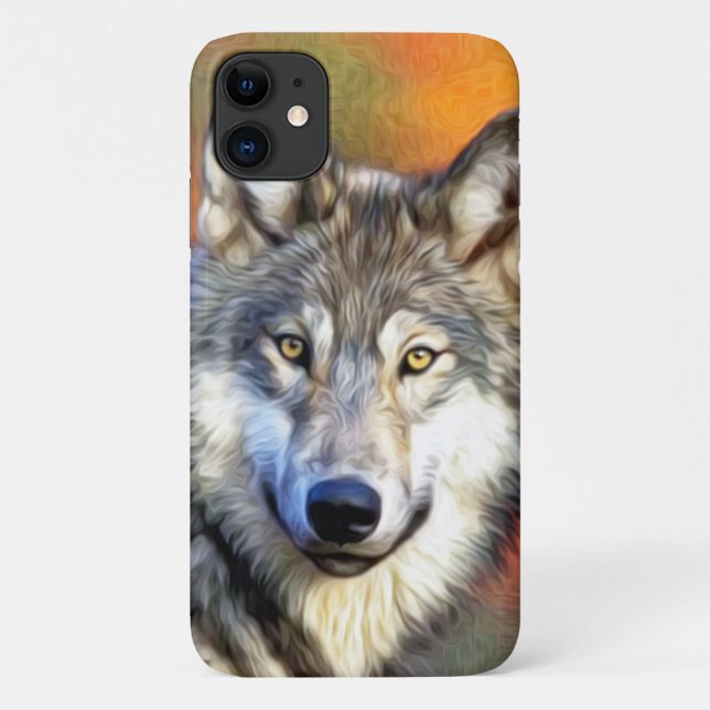 Coques Case-Mate iPhone Peinture d'art de loup gris (Dos)