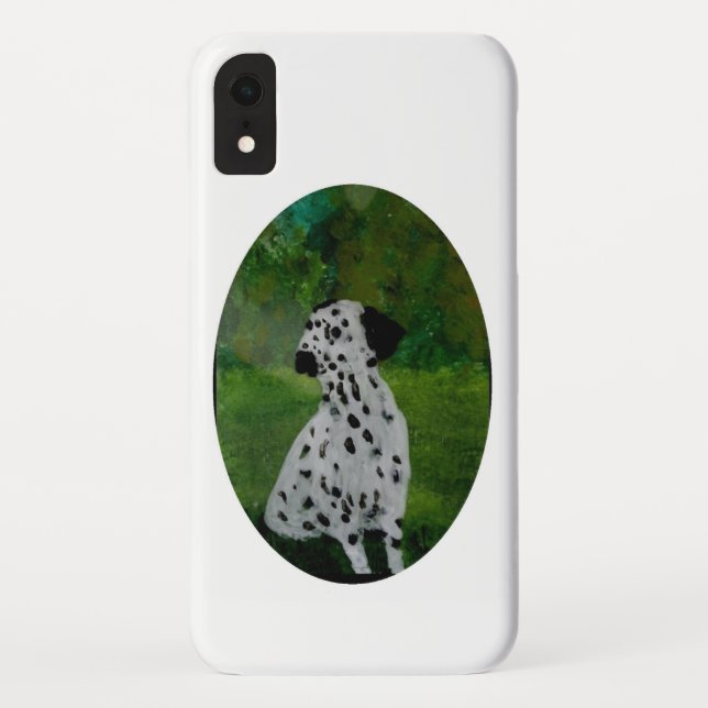 Coques Case-Mate iPhone Peinture de Chien noir et blanc Dalmatien (Dos)