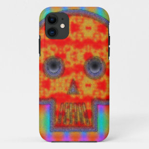 Coque iPhone 11 Peinture de crâne de robot coloré