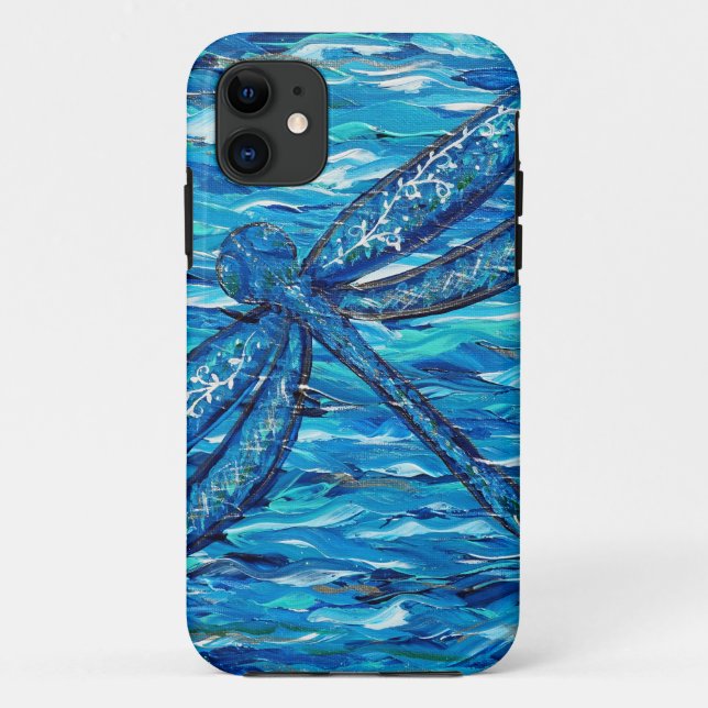 Coques Case-Mate iPhone Peinture de libellules bleues (Dos)
