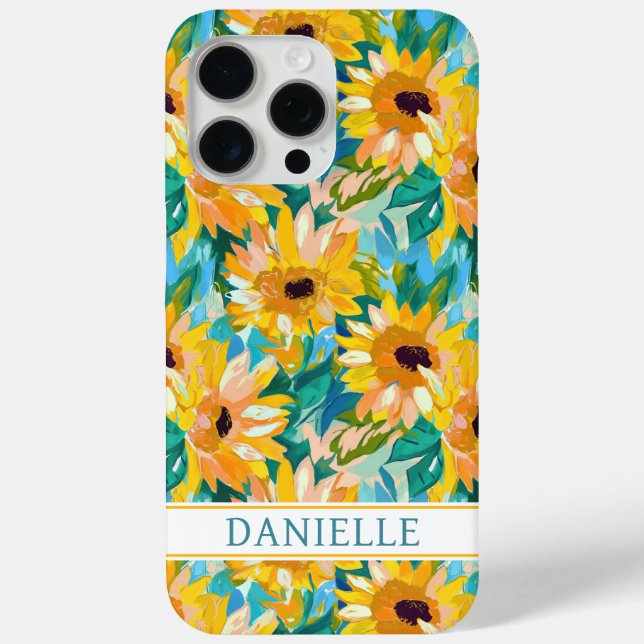 Coques Case-Mate iPhone Peinture de tournesol colorée monogrammée (Verso)