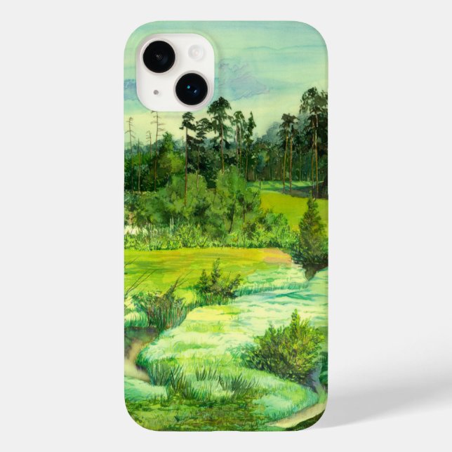 Coques Case-Mate iPhone peinture de vallée verte Aquarelle (Verso)