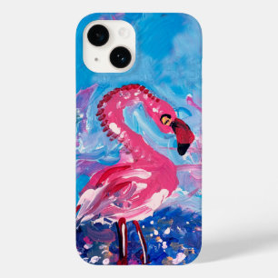 Coque Pour iPhone 14 Peinture Flamant rose