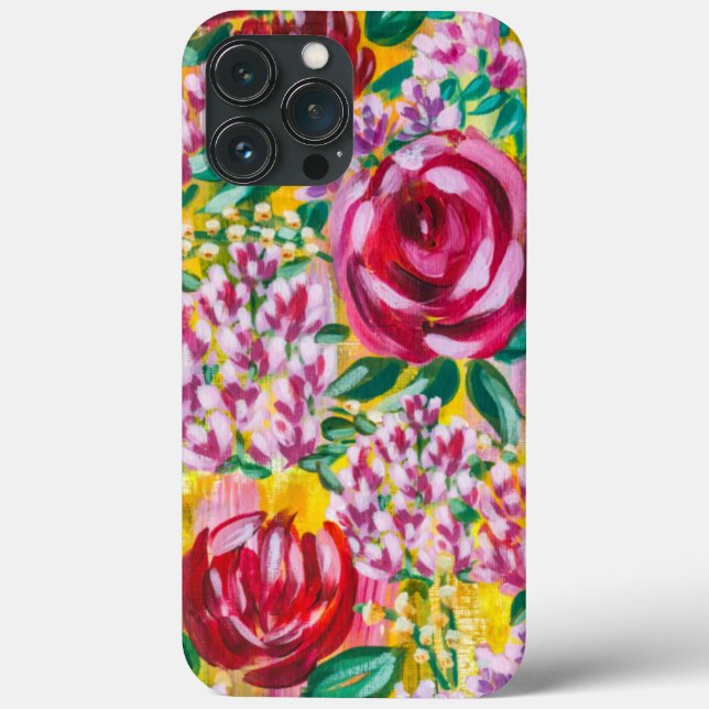 Coques Case-Mate iPhone Peinture florale acrylique dessinée à la main   (Verso)