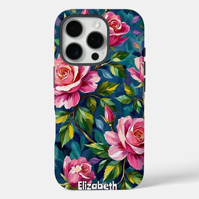 Coques Case-Mate iPhone Peinture florale texturée aux roses roses roses (Verso)