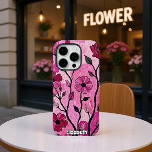 Coques iPhone 16 Pro Peinture Fuchsia et rose