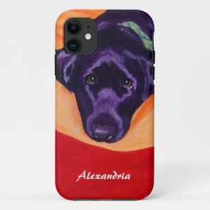 Coques Pour iPhone Peinture noire personnalisée de Labrador