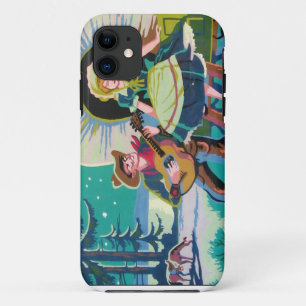 Coque iPhone 11 peinture occidentale de fille de cowboy par le