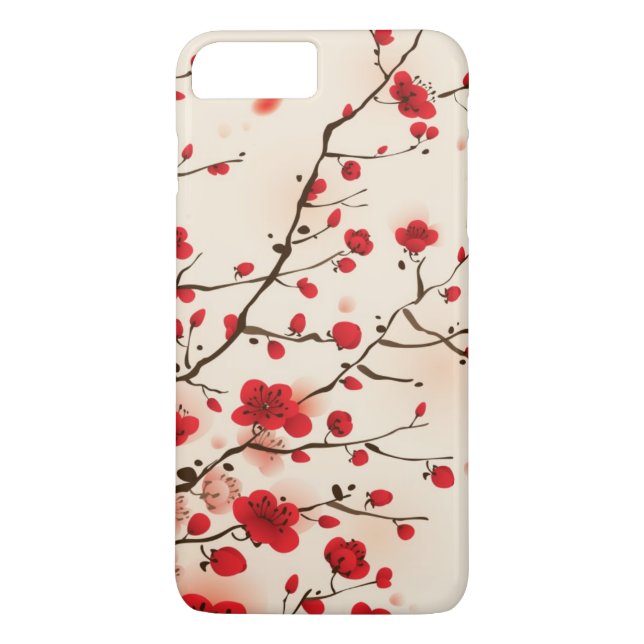 Coques Case-Mate iPhone Peinture orientale de style, fleur de prune au (Dos)