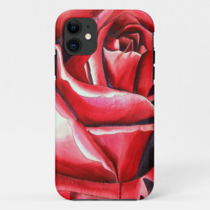 Coque iPhone 11 Peinture originale à l'aquarelle de rose rouge cra