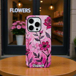 Coques iPhone 16 Pro Peinture roses et fleurs roses