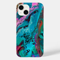 Peinture turquoise en noir rose Abstrait