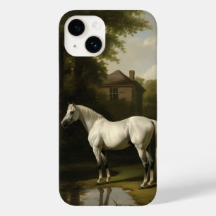 Coque Pour iPhone 14 Peinture vintage équestre blanche Cheval