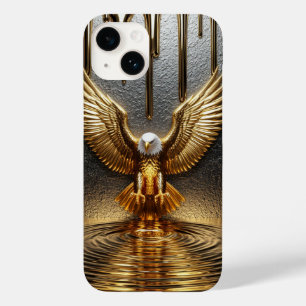 Coque Pour iPhone 14 Pendentif Aigle Royal Ruisselant de Métal Liquide 